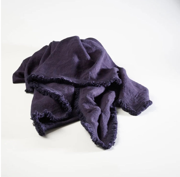 Luca Boho Throw Blanket Navy