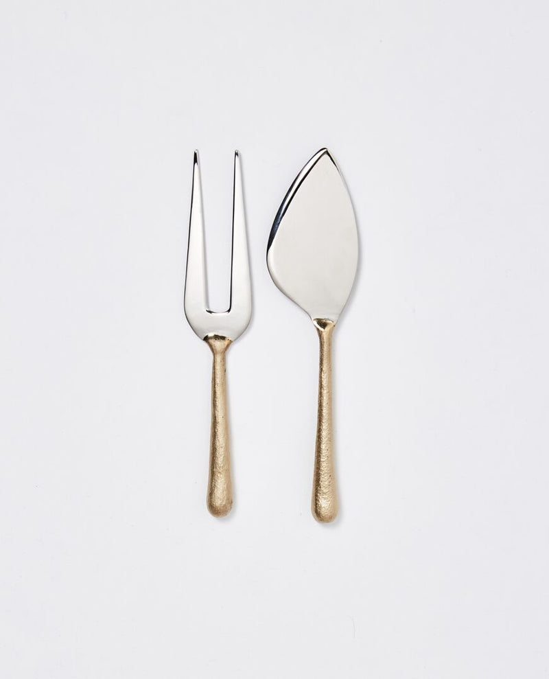 Brass and Steel Cheese Knife and Fork Set - Drift Home and Living