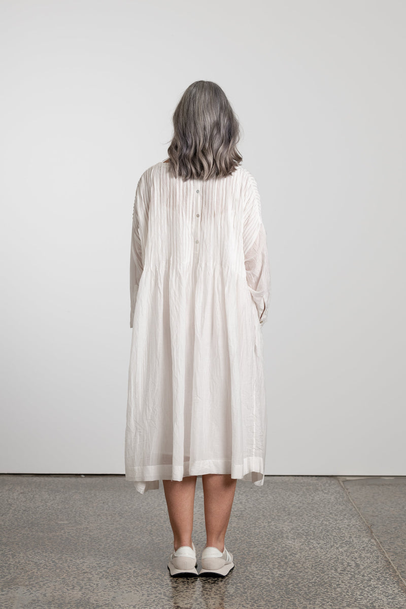 Montaigne  long sleeve silk/cotton pleat dress - Drift Home and Living