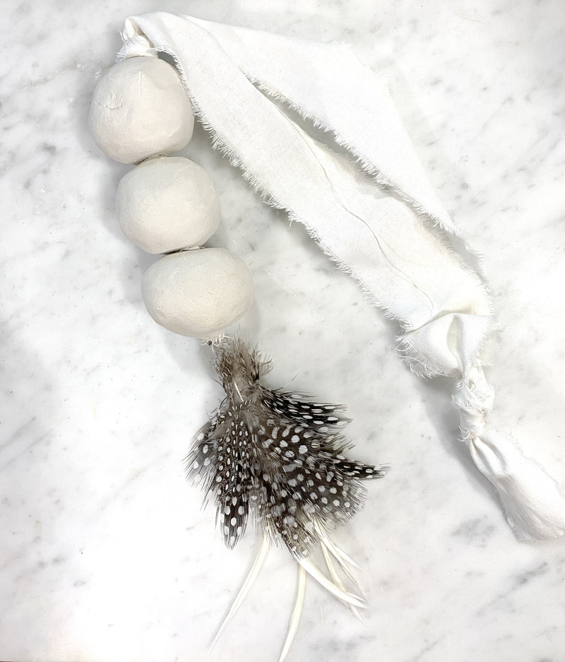 Large Handmade Mud Bead & Feather - Drift Home and Living