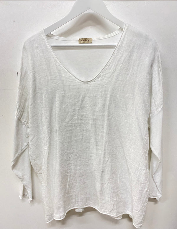 Linen Long Sleeve Top with Cotton Sleeve - Drift Home and Living