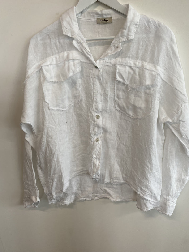 Linen Shirt with Pockets and frayed detail - LS