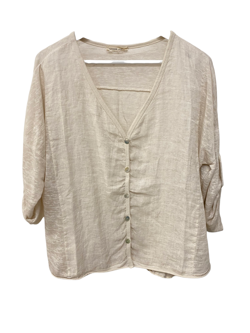 Linen Top with buttons and rolled sleeve - Drift Home and Living