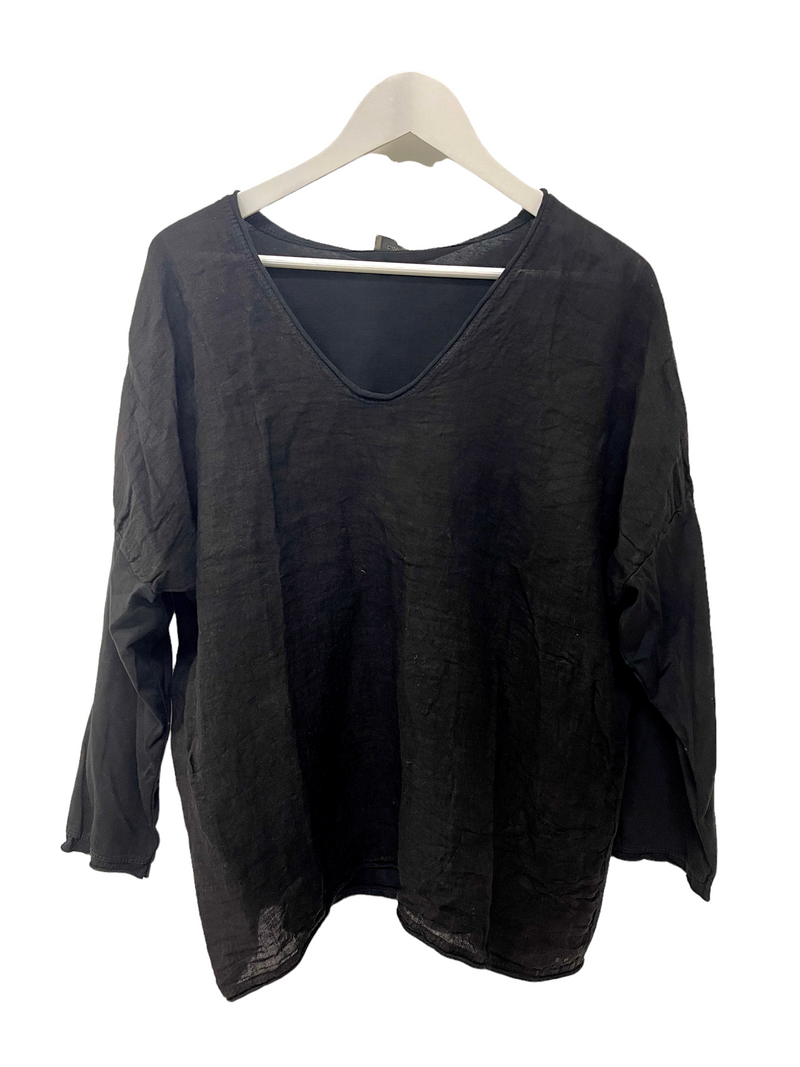 Linen Long Sleeve Top with Cotton Sleeve - Drift Home and Living