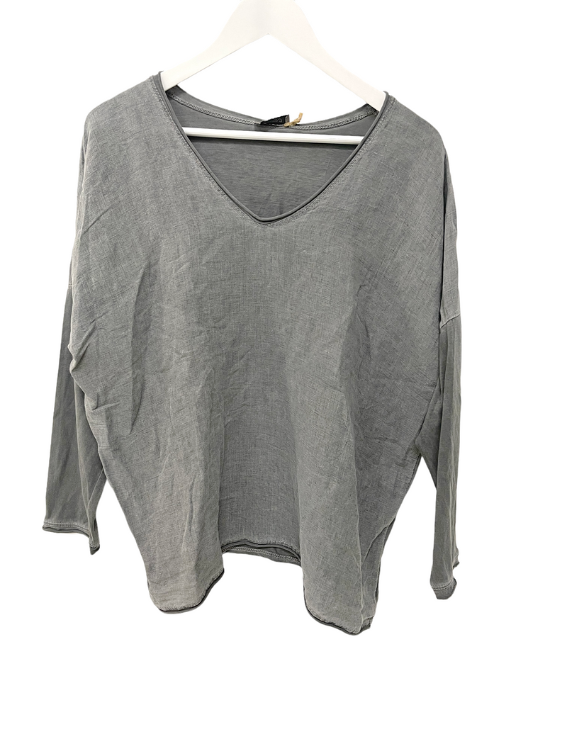 Linen Long Sleeve Top with Cotton Sleeve - Drift Home and Living
