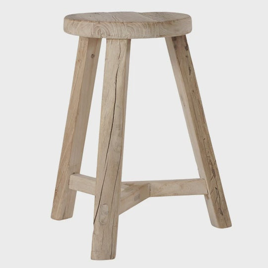 Vintage Elm Round Stool - Drift Home and Living